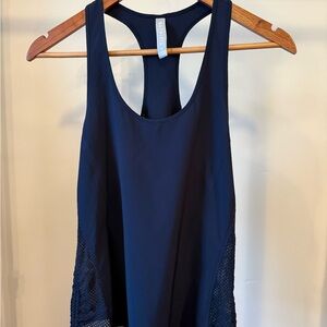 Athleta Navy Blue Mesh Ruched Tank Top